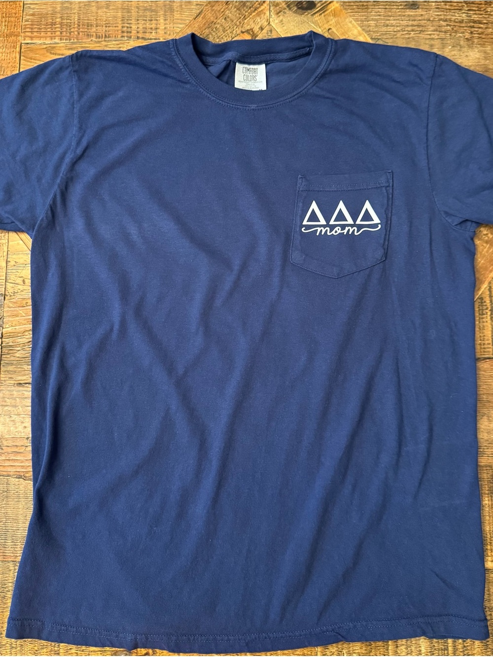Comfort Colors Navy Short-Sleeve Pocket Tee with White Triangle Logo